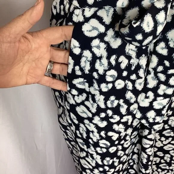 Banana Republic Wide Leg Cropped Jumpsuit Women’s 6 Navy Blue White Square Neckl - Picture 7 of 12